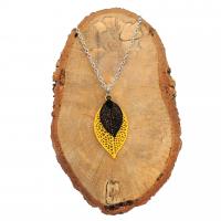 Collier chaine acier inoxydable estampe double jaune et noir 8