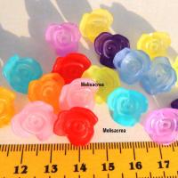 Fleur rose en acrylique multicolore 16 x 15mm 4 