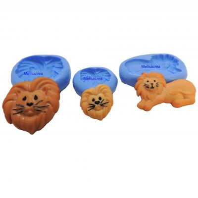 Lot de 3 moules lion