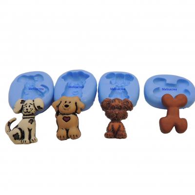 Lot de 4 moules en silicone chien face