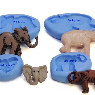 Lot de 4 moules en silicone elephants