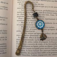 Marque page bateau cabochon en verre ancre bleu 3 