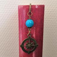 Marque page boussole perle marbree bleue 2 