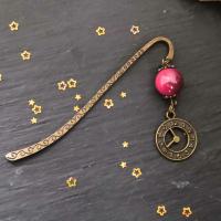 Marque page horloge perle rose bicolore grise 1 