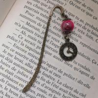 Marque page horloge perle rose bicolore grise 4 