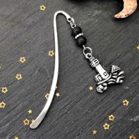 Marque page phare 2 perles en lave noire 1 