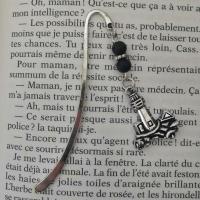 Marque page phare 2 perles en lave noire 3 