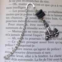 Marque page phare 3 perles noires bois flotte 4 