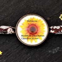Modele support cabochon 20 mm bracelet tissus tournesol