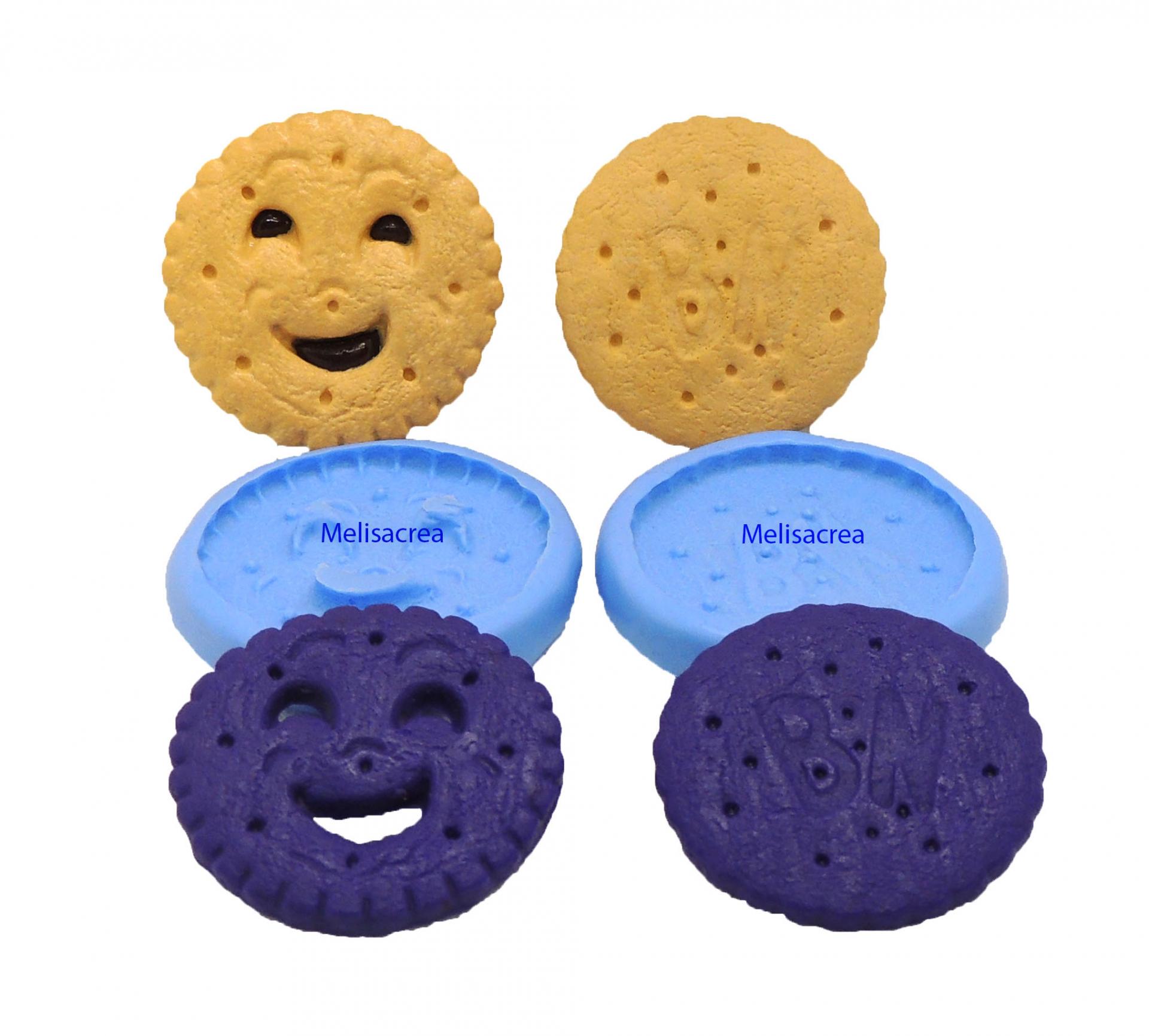 Lot n°1, 2 Moules silicone mini biscuit BN - 3,9 cm