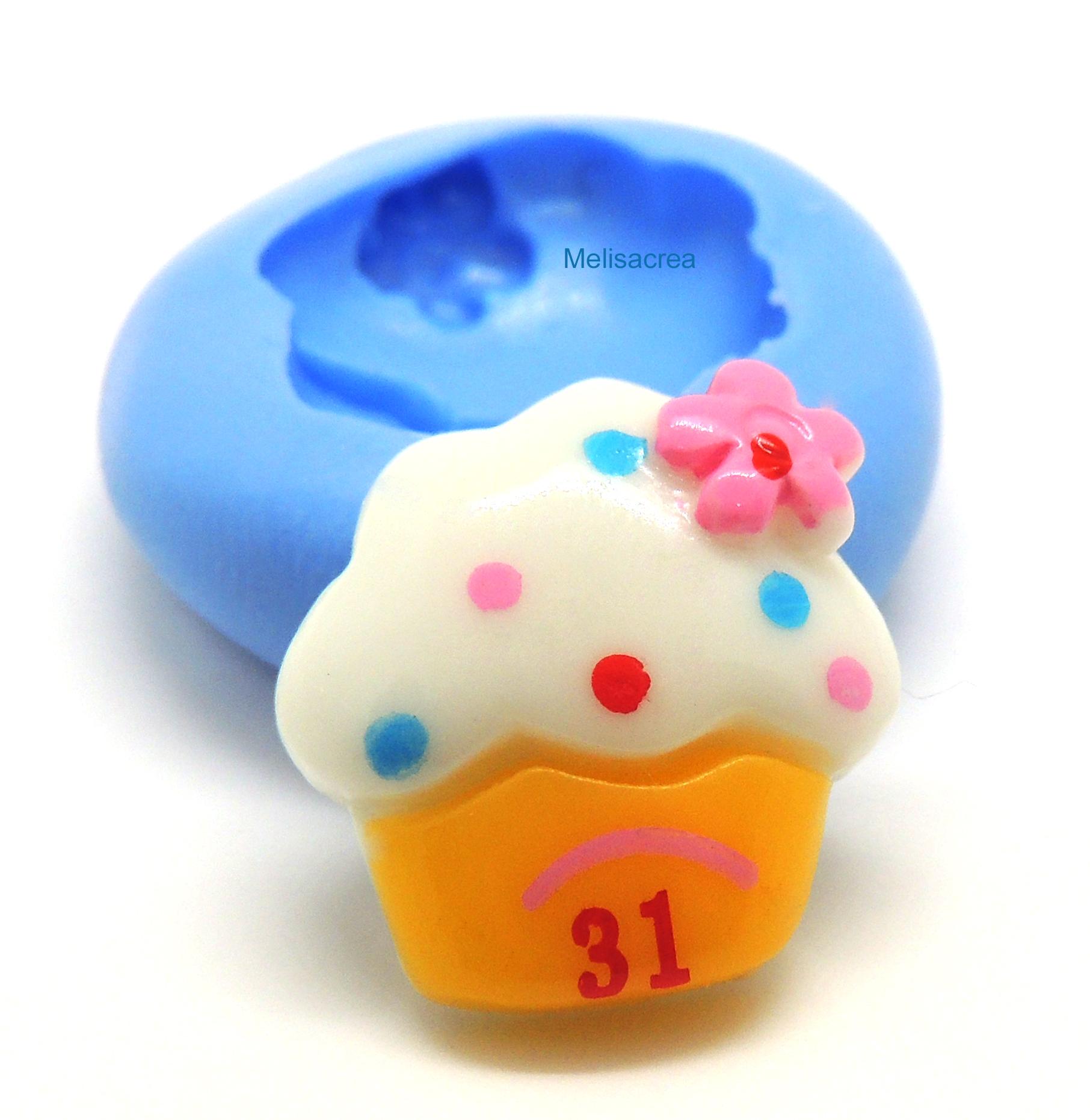 Moule en Silicone - cupcake avec fleur 1,6 cm