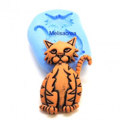 Moule en silicone grand chat pour fimo cernit 4 