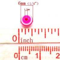 Perle en resine rayee rose et blanche 6mm 1 