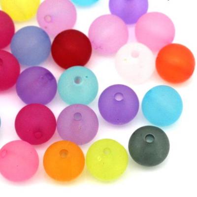 Perle ronde en acrylique givree 10mm 1 