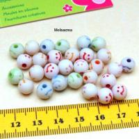 Perle ronde sourire smiley emoji emoticone blanche et multicolore 8mm 4 