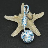 Pomme de touline blanc et bleu 4 rangs porte cles marin 22 