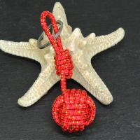 Porte cle pomme de touline rouge rose dore 1 