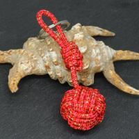 Porte cle pomme de touline rouge rose dore 4 