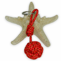 Porte cle pomme de touline rouge rose dore 8 