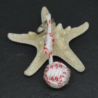 Porte cles marin pomme de touline blanc et rouge 4 brins 3 