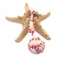 Porte cles marin pomme de touline blanc et rouge 4 brins 4 