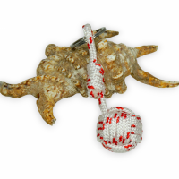 Porte cles marin pomme de touline blanc et rouge 4 brins 6 
