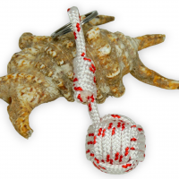 Porte cles marin pomme de touline blanc et rouge 4 brins 6 1 