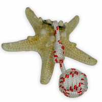 Porte cles marin pomme de touline blanc et rouge 4 brins 7 