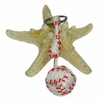Porte cles marin pomme de touline blanc et rouge 4 brins 9 