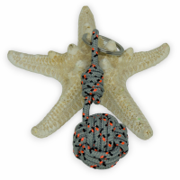 Porte cles marin pomme de touline grise 4 rangs orange fluo et noir 7 
