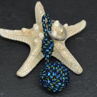 Porte cles marin pomme de touline noir bleu et vert 1 