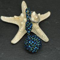 Porte cles marin pomme de touline noir bleu et vert 2 