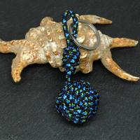 Porte cles marin pomme de touline noir bleu et vert 3 