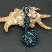 Porte cles marin pomme de touline noir bleu et vert 4 