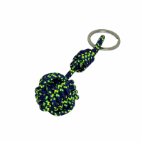 Porte cles pomme de touline bleu marine jaune et vert fluo 1 
