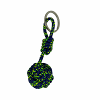Porte cles pomme de touline bleu marine jaune et vert fluo 2 