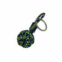 Porte cles pomme de touline bleu marine jaune et vert fluo 3 