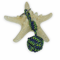 Porte cles pomme de touline bleu marine jaune et vert fluo 7 