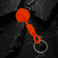 Porte cles pomme de touline noeud marin fait main orange fluo 10 