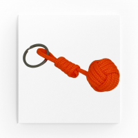 Porte cles pomme de touline noeud marin fait main orange fluo 2 