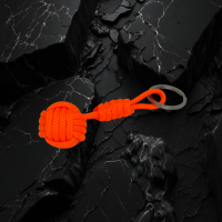 Porte cles pomme de touline noeud marin fait main orange fluo 23 