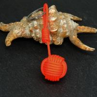Porte cles pomme de touline orange fluo 1 2