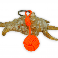 Porte cles pomme de touline orange fluo 3 