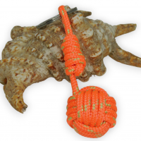 Porte cles pomme de touline orange fluo et dore 1 1 
