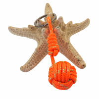 Porte cles pomme de touline orange fluo et dore 1 13 