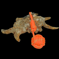 Porte cles pomme de touline orange fluo et dore 1 5 