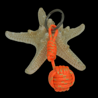 Porte cles pomme de touline orange fluo et dore 1 6 