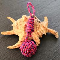 Porte cles pomme de touline rose fonce bleu jaune orange 4 