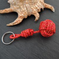 Porte cles pomme de touline rouge rose dore 1 