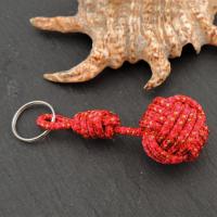 Porte cles pomme de touline rouge rose dore 3 